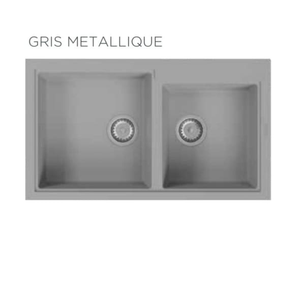 Evier de cuisine PREMIUM 2 Bac Granite sans égouttoir - Gris (STING20GRIS) Evier de cuisine PREMIUM 2 Bac Granite sans égouttoir - Gris (STING20GRIS)